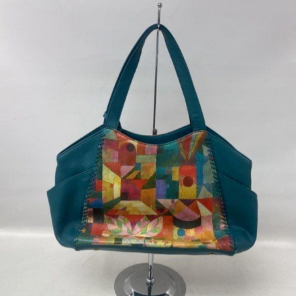 Icon Jeon Leather Multi-Color Floral Women's Double Strap Shoulder Handbag Purse